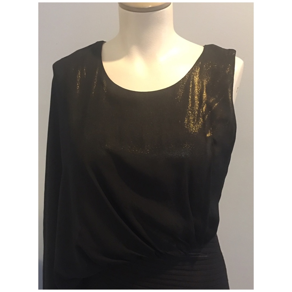 BCBG MAX AZRIA ( GOLD UNDERLAY) ONE SLEEVE DRESS -M - Picture 2 of 9